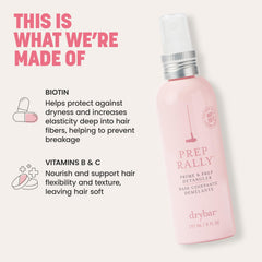 Atomizador de Drybar Prep Rally rociando de forma suave.