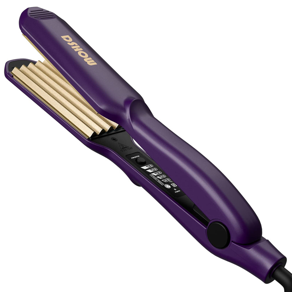 DSHOW crimping iron front view producing retro waves and shine
