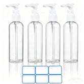 DTDNZKN travel pump bottles, clear 4-pack, easy refill for on-the-go trips.