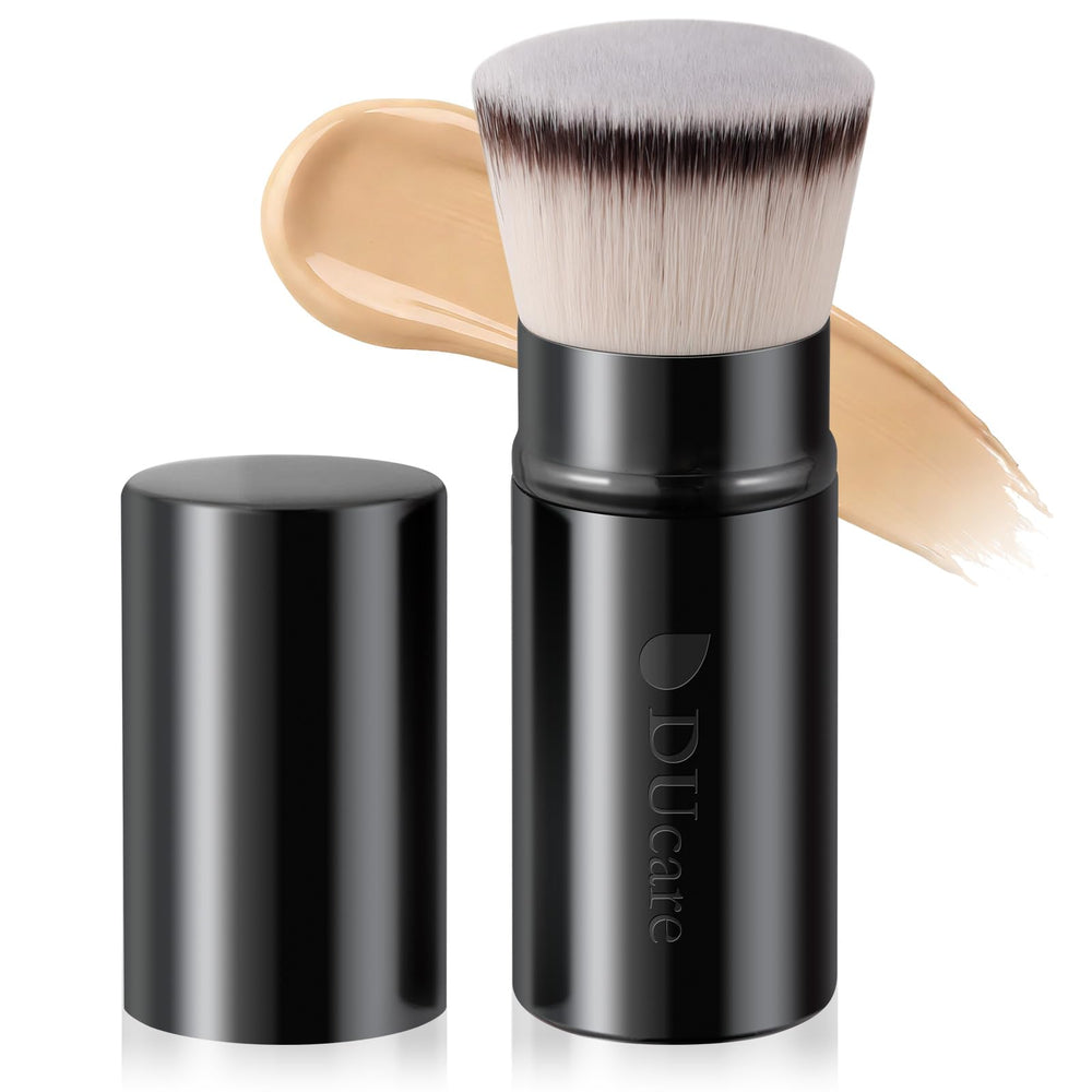 DUcare retractable kabuki brush with aluminum handle for seamless foundation application