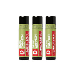 Duke Cannon Balm Tactical lip balm 3-pack tubes ready for outdoor use