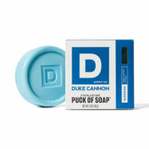 Duke Cannon Supply Co. bar soap puck round shape delivers a sturdy, premium wash.