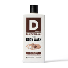 Duke Cannon fragancia Gloria Antigua en botella, aroma tabaco y cuero para ducha.