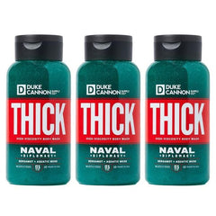 Duke Cannon Naval Diplomacy bottle pour showing thick lather for a thorough cleanse