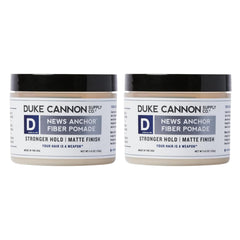 Duke Cannon News Anchor Pomade two-pack tins offer versatile hold and easy restyling.