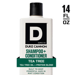 Duke Cannon Tea Tree 2-in-1 lather demonstrates easy, one-step cleansing and conditioning.