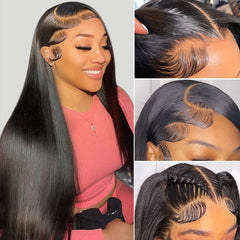 DULOVE 200-density straight wig 13x4 frontal for a full, natural silhouette.