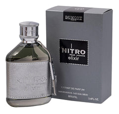 Dumont Nitro Elixir bottle front shows premium masculine design.