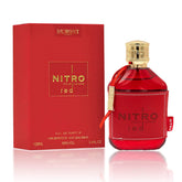 Dumont Nitro Red bottle front with bold red design for confident style.
