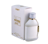 Dumont Nitro White bottle close-up highlighting crisp, modern design for everyday sophistication.