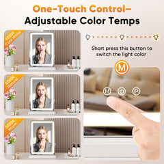DUMOS vanity mirror aluminum frame close-up highlighting durable finish
