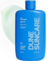 DUNE SUNCARE Bod Guard bottle front shows clear sunscreen for all-day protection
