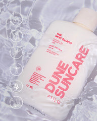 DUNE SUNCARE Mug Guard label highlights fragrance-free, reef-safe sunscreen