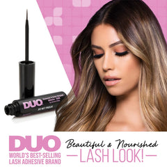DUO Eyelash Glue brush close-up enabling precise strip lash placement.