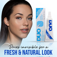 DUO Strip Eyelash Adhesive applying lashes with tacky wait for precise placement