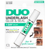 DUO Under Lash Glue in use for precise underlash adhesion with clear glue