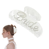 DUOJINSANXI pinza para novia en blanco acrílico con cristales, ideal para bodas.