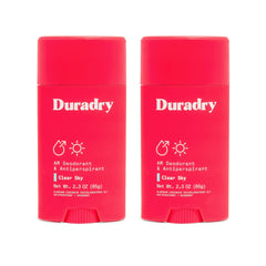 Duradry Clear Sky antiperspirant stick shown for all-day dryness