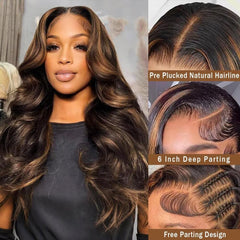 Durgio 1B/30 balayage wig shows dramatic color transition for a polished look.