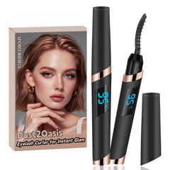 Dust2Oasis heated eyelash curler front view for on-the-go use