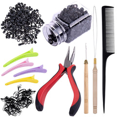 Duufin black micro ring beads (500 pcs) ideal for discreet dark-hair extensions.