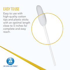Foam ridges on Dynarex swabsticks help remove debris during oral care.