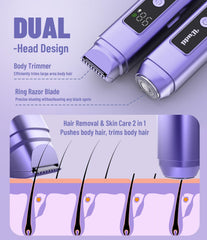 Dynooper bikini trimmer dual-head side view with ergonomic grip