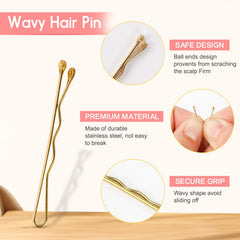 DySaLic gold bobby pins closeup showing smooth-coated round ends.