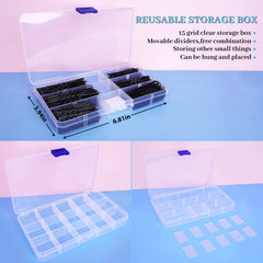 Dysalic storage box with movable dividers for organization.