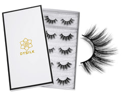 DYSILK natural lash pack with five pairs for daily wear and blending.