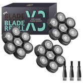 E-Hunter bald head blades 7-head replacement close-up showing sharp rotary blades.