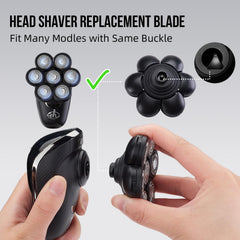 E-Hunter FlexSeries universal head shaver compatibility with replacement heads.