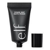 e.l.f. Power Grip Matte Primer bottle close-up showing clear gel and matte finish for lasting wear