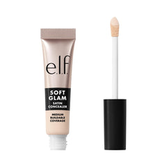 e.l.f. Soft Glam Satin Concealer packaging close-up showing sleek design for easy shopping.