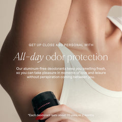 Each & Every aluminum-free deodorant applying glide demonstrates easy, comfortable use.