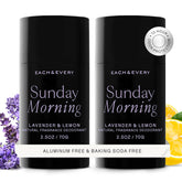 Each & Every lavender-lemon aluminum-free deodorant bottle with travel-size convenience.