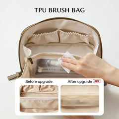 EACHY makeup bag with divider for organized travel compartments.