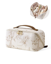 EACHY Travel Makeup Bag front view shows large capacity for organizing cosmetics on the go.