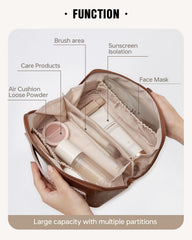 EACHY bag features open-flat design for easy access to cosmetics