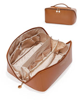 EACHY Travel Makeup Bag with open-flat design for quick access to cosmetics