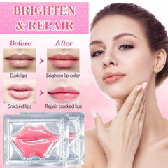 Close-up of collagen lip masks ready to hydrate and soften lips by Eakroo.