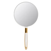 Eaoundm round hand held mirror with silky grip, ideal for precise makeup checks.