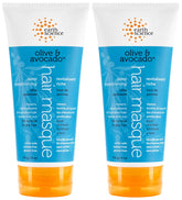 Earth Science Olive Avocado Masque two-pack jar close-up showing rich conditioning.