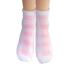 Earth Therapeutics Calcetines Aloe, rosa a cuadros: ideal tras la ducha para suavizar la piel