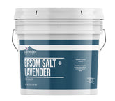 Earthborn Elements Lavender Epsom Salt bottle promotes a calming bath ritual.