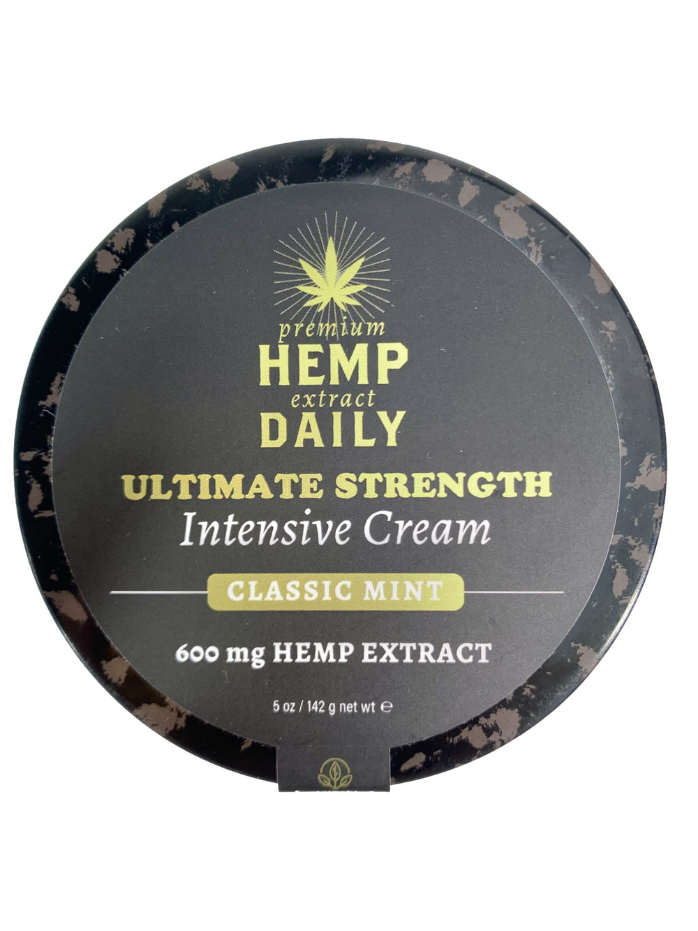 Earthly Body Premium Hemp Extract Daily Ultimate Cream menthol bottle shows cooling hydration.