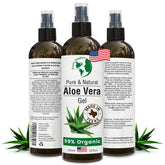 Earth's Daughter Aloe: botella vertiendo gel para hidratación rápida de la piel