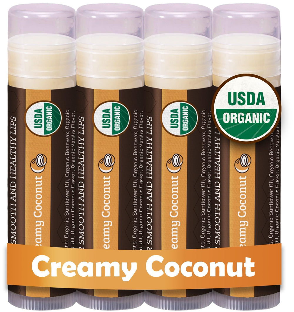 Earth's Daughter USDA Organic Lip Balm 4-pack creamy coconut for daily moisture
