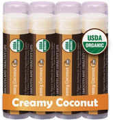 Earth's Daughter USDA Organic Lip Balm 4-pack creamy coconut for daily moisture