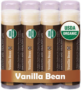 Earth's Daughter Vanilla Lip Balm 4-pack front view showing rich moisture for dry lips